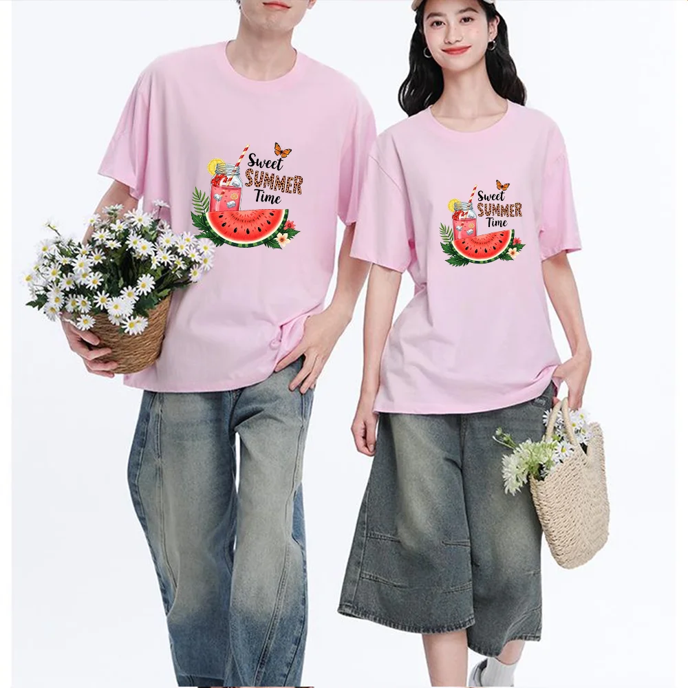 Watermelon Summer Drink Printed T Shirt Breathable Fabric S-XXL Personalized Custom T Shirt Casual Short Sleeve Tee Aesthetic Gr