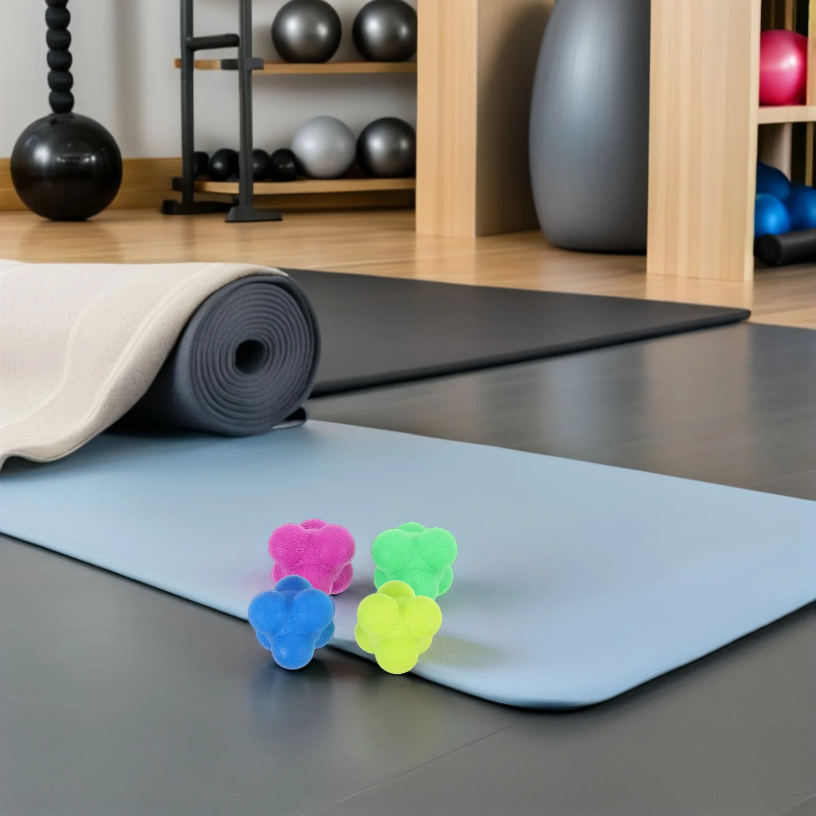 

4pcs Hexagon Agility Reflex Balls Rubber Reactivity Field Boost Hand-Eye Coordination Reaction Time Sports Equipment Bounce