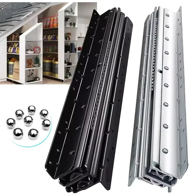 

Heavy Duty Black Cabinet Hidden Ball Bearings Metal Soft Close Full Extension Slider Bottom Mount Drawer Slide