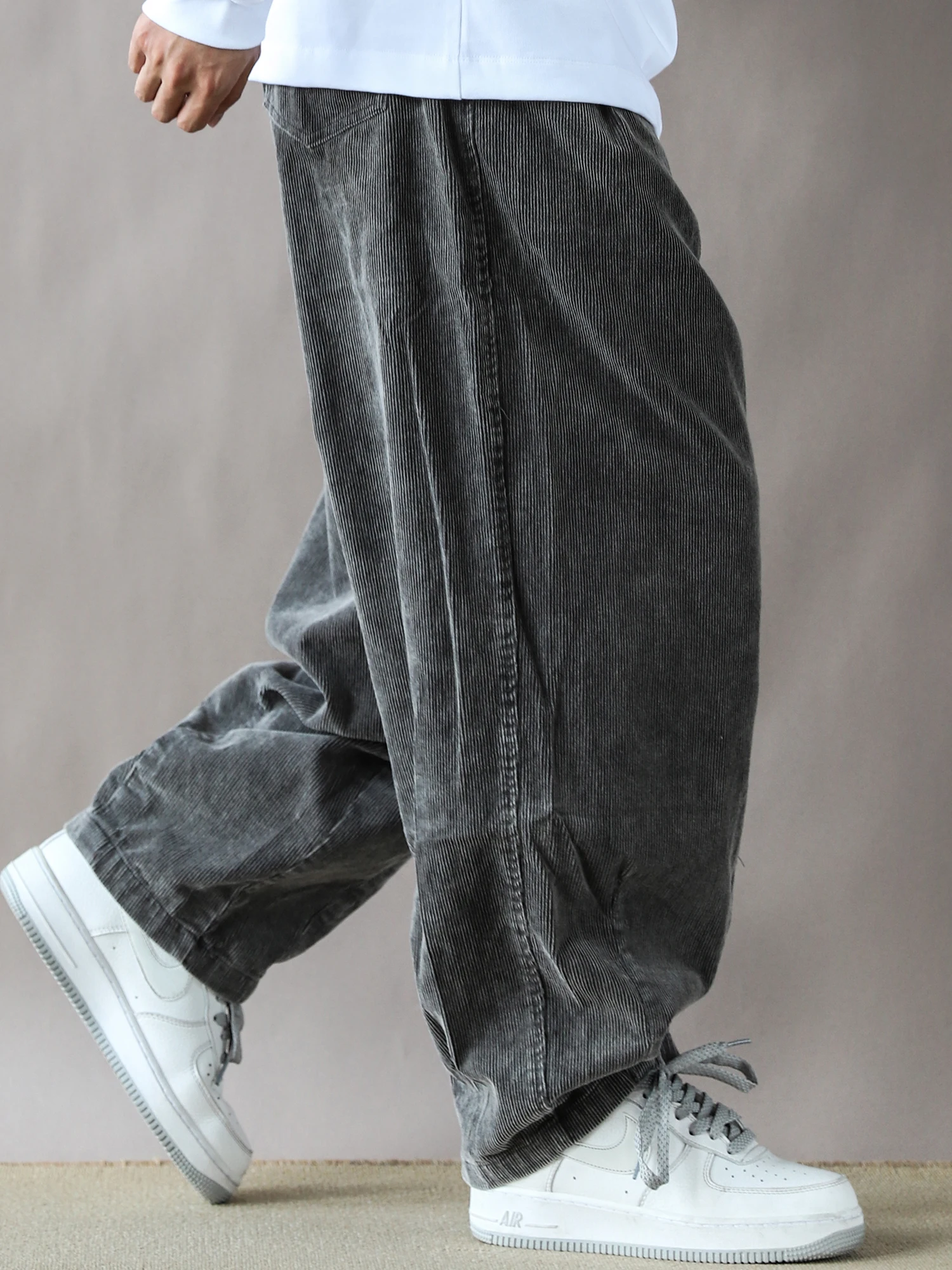 

Мужские повседневные брюки из хлопкового вельвета свободного кроя, зауженные к низу, базовые, модные, весенне-осенние, простой дизайн