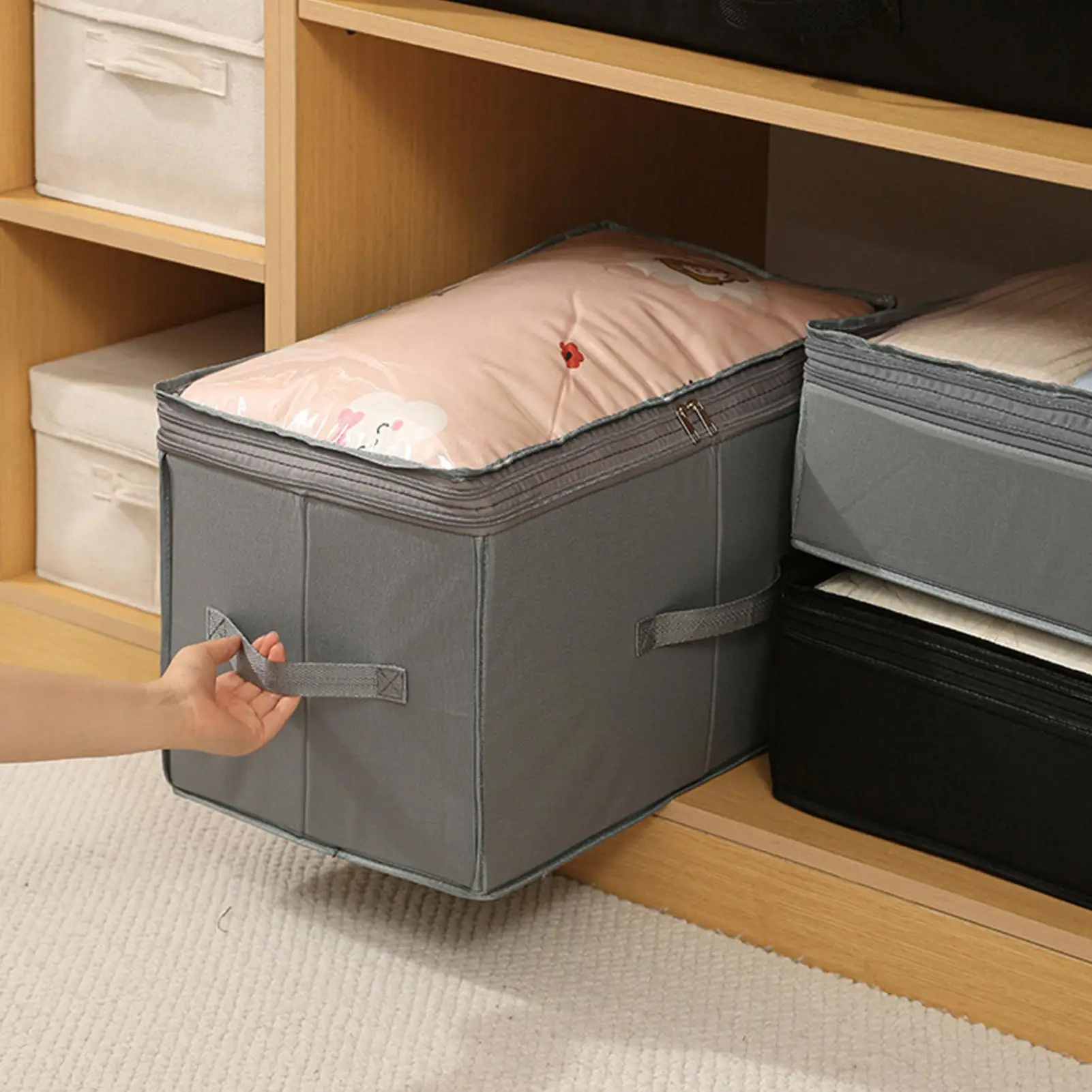 

Ящик для хранения под кроватью, складные одеяла из ткани Оксфорд, одеяло, контейнер для одежды, самосжимающийся органайзер для одежды под кроватью