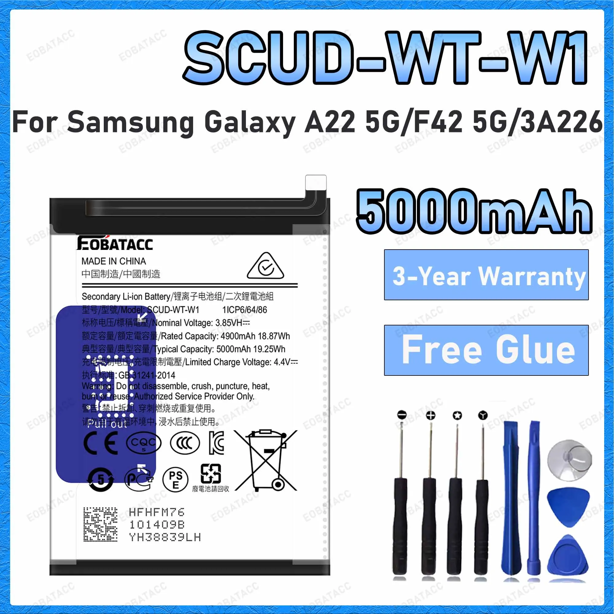 SCUD-WT-W1 5000mAh Large capacity Battery For Samsung Galaxy A22 5G/F42 5G/3A226 Batteries New High Quanlity+Free Tools