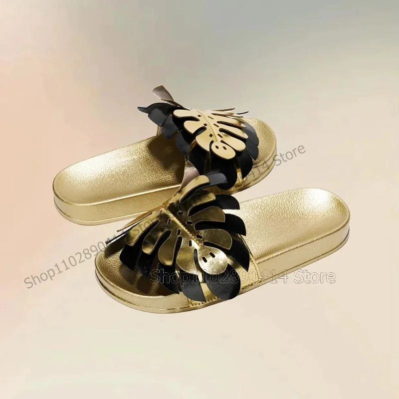 Pantofole open toe con design floreale in metallo rosso rosa Slip On Scarpe da donna Romanzo Fashion Party Banchetto all'aperto 2025 Zapatos Para Mujere