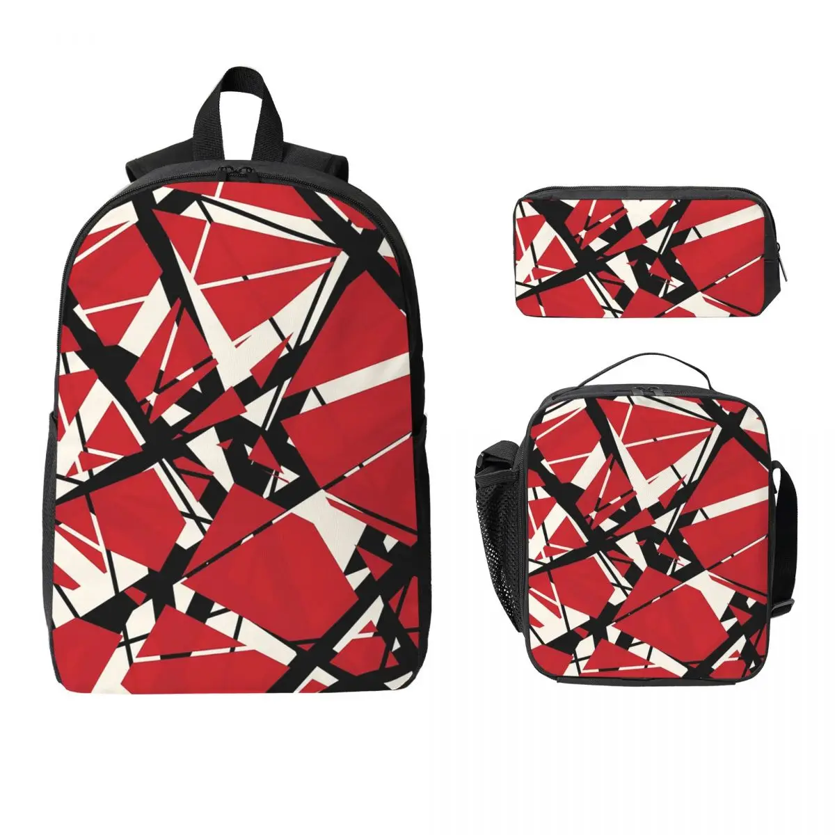 

EVH Authentic Stripes Design (red) Backpack BookBag School Bag Computer Shoulder Bags 3ps Insulated Lunch Bag Pencil Case