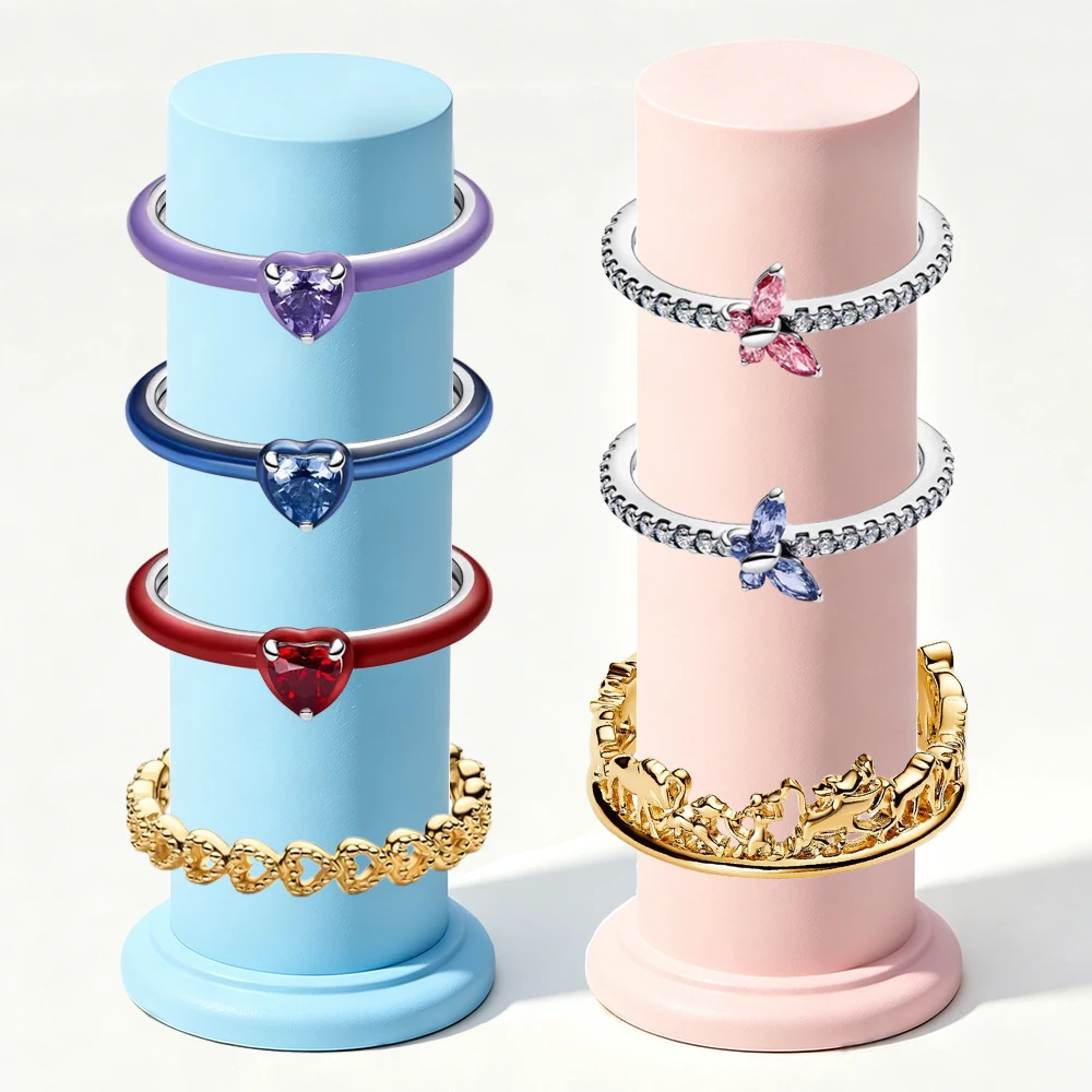 2026 New 925 Silver Love Heart Dropping Glue Hollow Butterfly Princess Crown Exquisite DIY Charm Jewelry Ring Display Tool