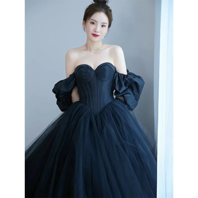 Vestido de Noche Largo de Satén Heben Sle para Boda, Traje Ligero para Fotografía, Vestido de Noche Elegante de Cintura Alta hasta el Suelo