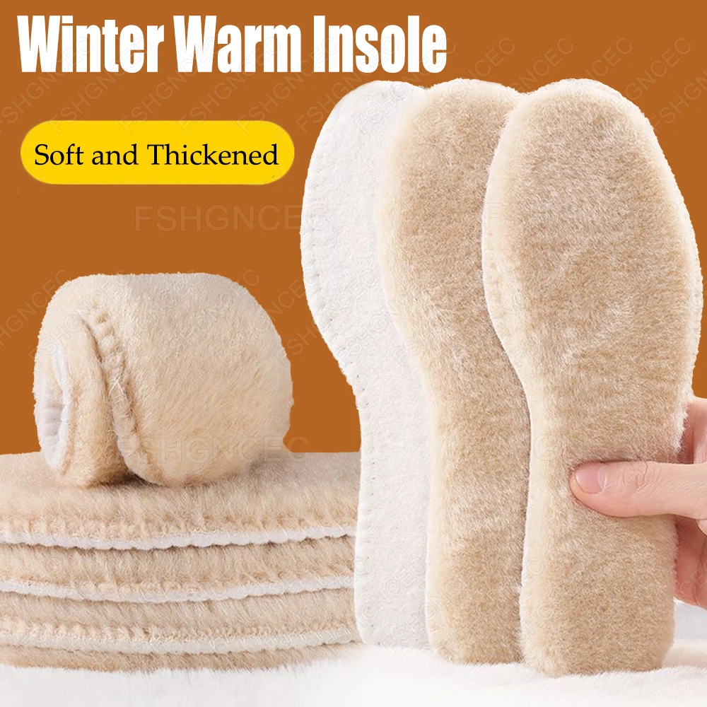 Nachahmung Wollfilz Einlegesohlen für Schuhe Mann Frau Komfort Warme Einlegesohlen für Winter Stiefel Einsatz Verdicken Kaschmir Thermische Schuh Pads