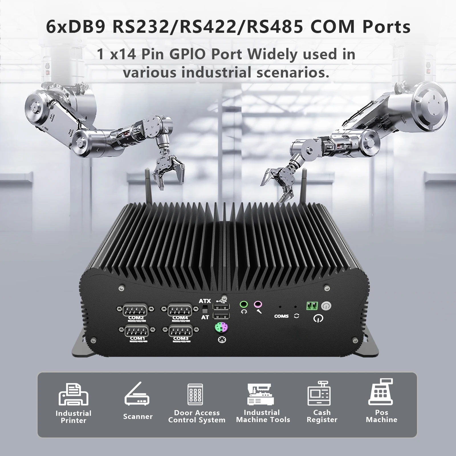 Fanless 6-COM Ports Industrial Computer Core 7 250U I7 1370P Embedded Box PC GPIO HD VGA 2x2.5G Lan for Surveillance /Medical 4G