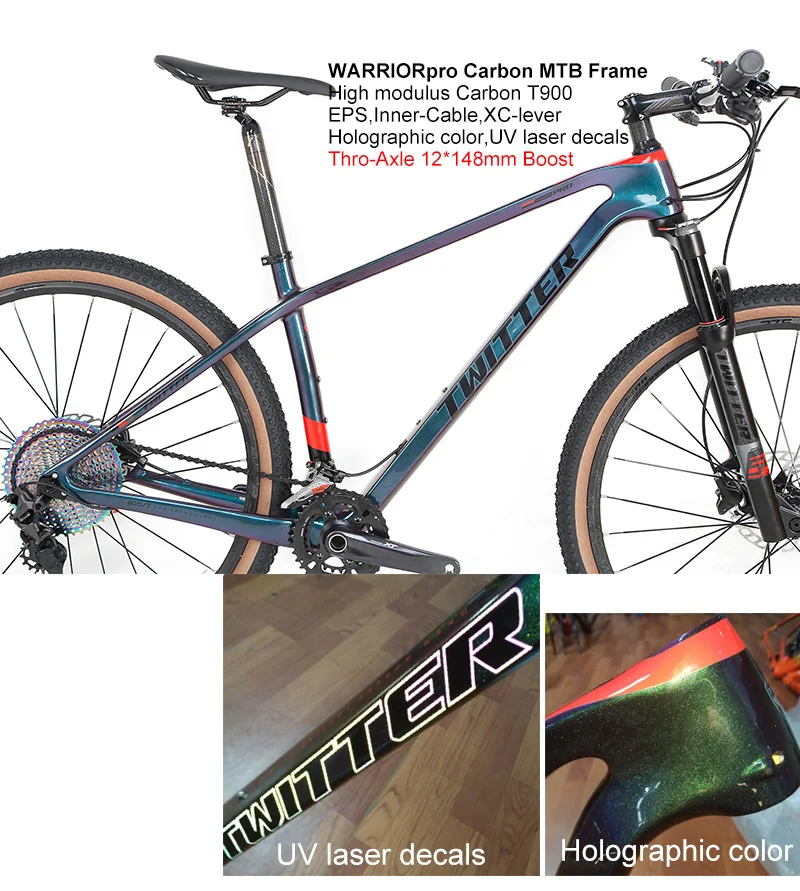 TWITTER WARRIOR XT M8100-2*12S XC klasa Rappelling MTB 27.5/29in T900 carbon fiber mountain bikes  hydraulic disc brake bicycle