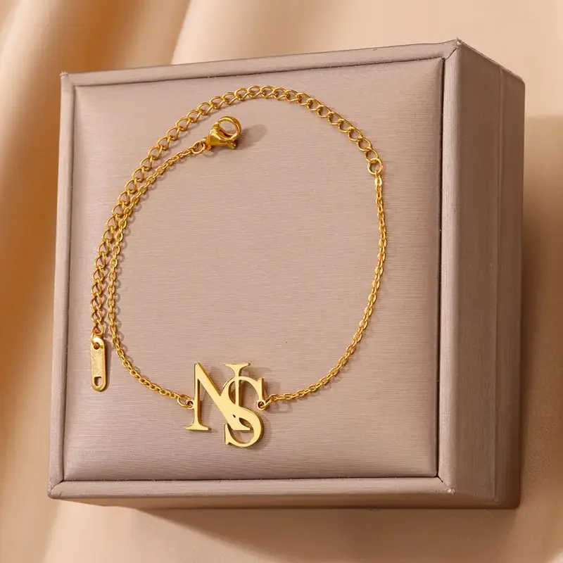 

Custom 2 Letters Anklets For Women Gold Color Stainless Steel Personalized Letter Anklet Jewelry Beach Vacation Accessories Gift