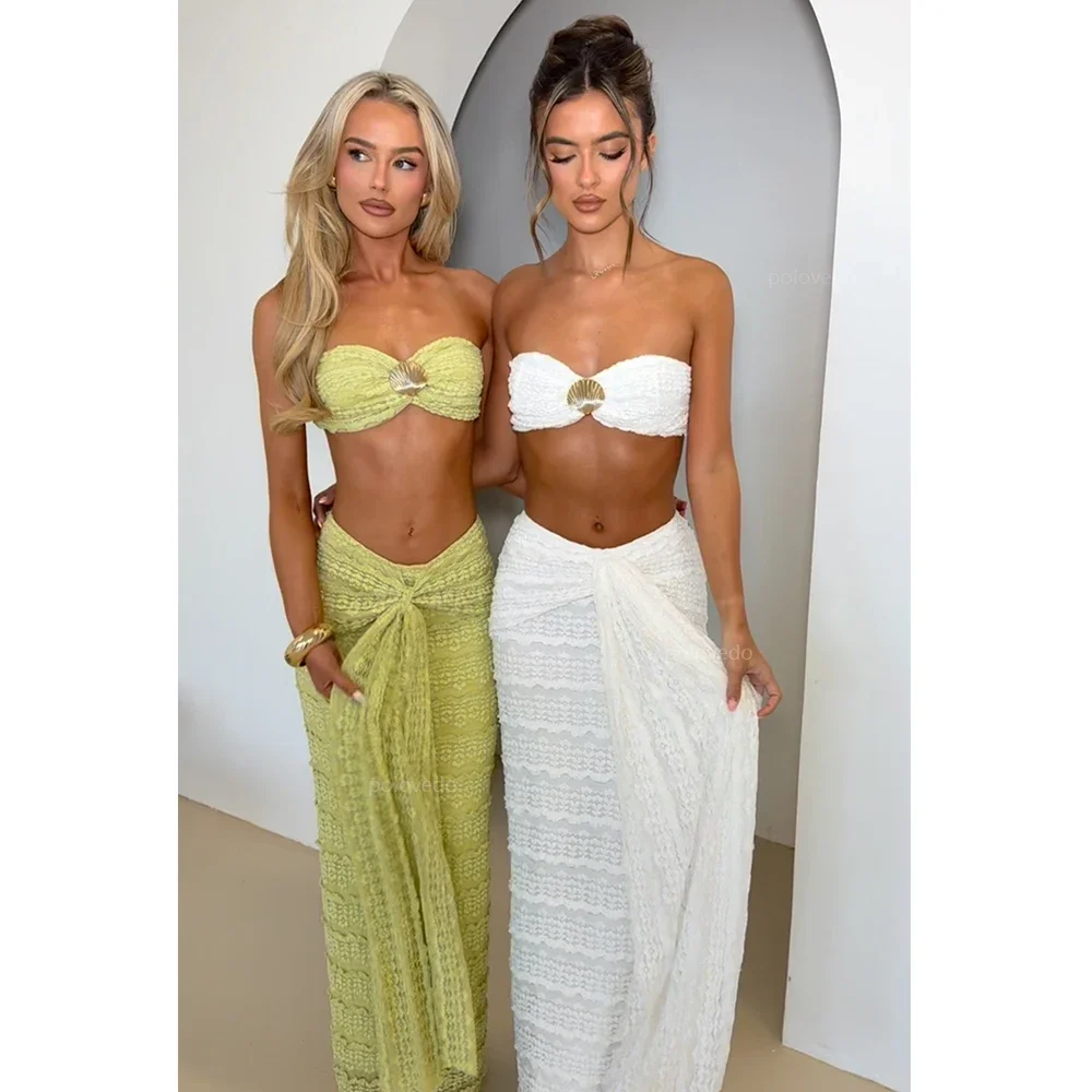 3 peças de biquíni 2025 sexy maiô feminino vestido longo cobrir conjunto biquíni beachwear maiô terno natação