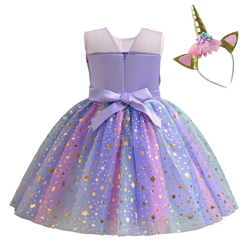 Girls Unicorn Dress Kids Party Birthday Princess Dress Halloween Costume Sleeveless Wedding Christmas Costume Kids Clothes