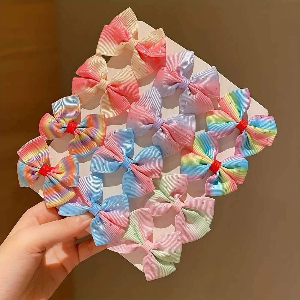 กิ๊บติดผมโบว์สีสันสดใส 12 ชิ้นเหมาะสําหรับของขวัญเด็กผู้หญิง