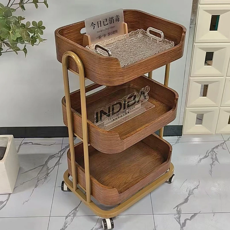 Simple Portable Salon Trolley Glamour Rotating Storage Beauty Trolley Cart Luxury Modern Carritos Organizadores Salon Furniture