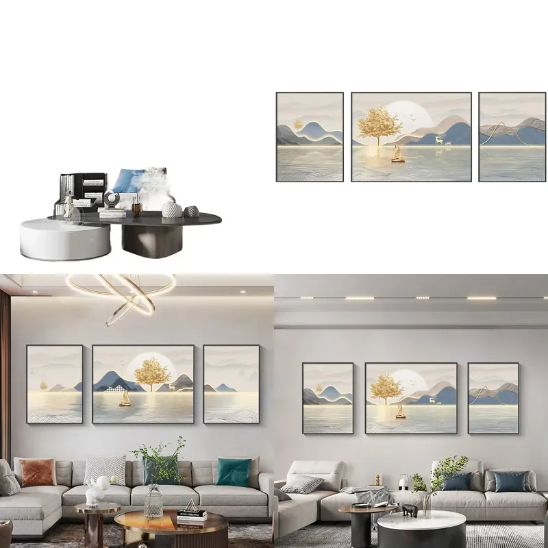 Modern Light Luxury Living Room Decorative Painting High End Atmosphere Sofa Background Wall Landscape Hanging Art Smooth