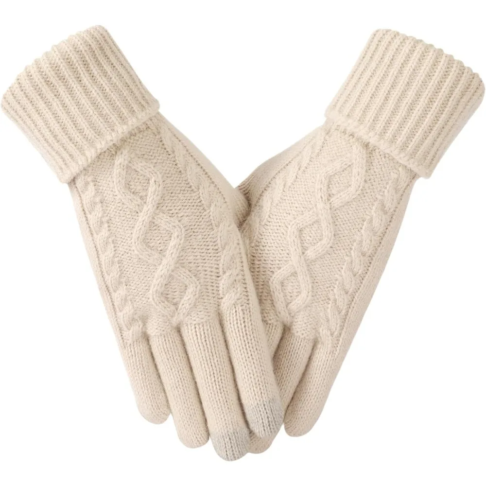 

Женские зимние перчатки — перчатки для женщин в холодную погоду, теплые перчатки с сенсорным экраном на флисовой подкладке, вязаные перчатки с эластичными манжетами