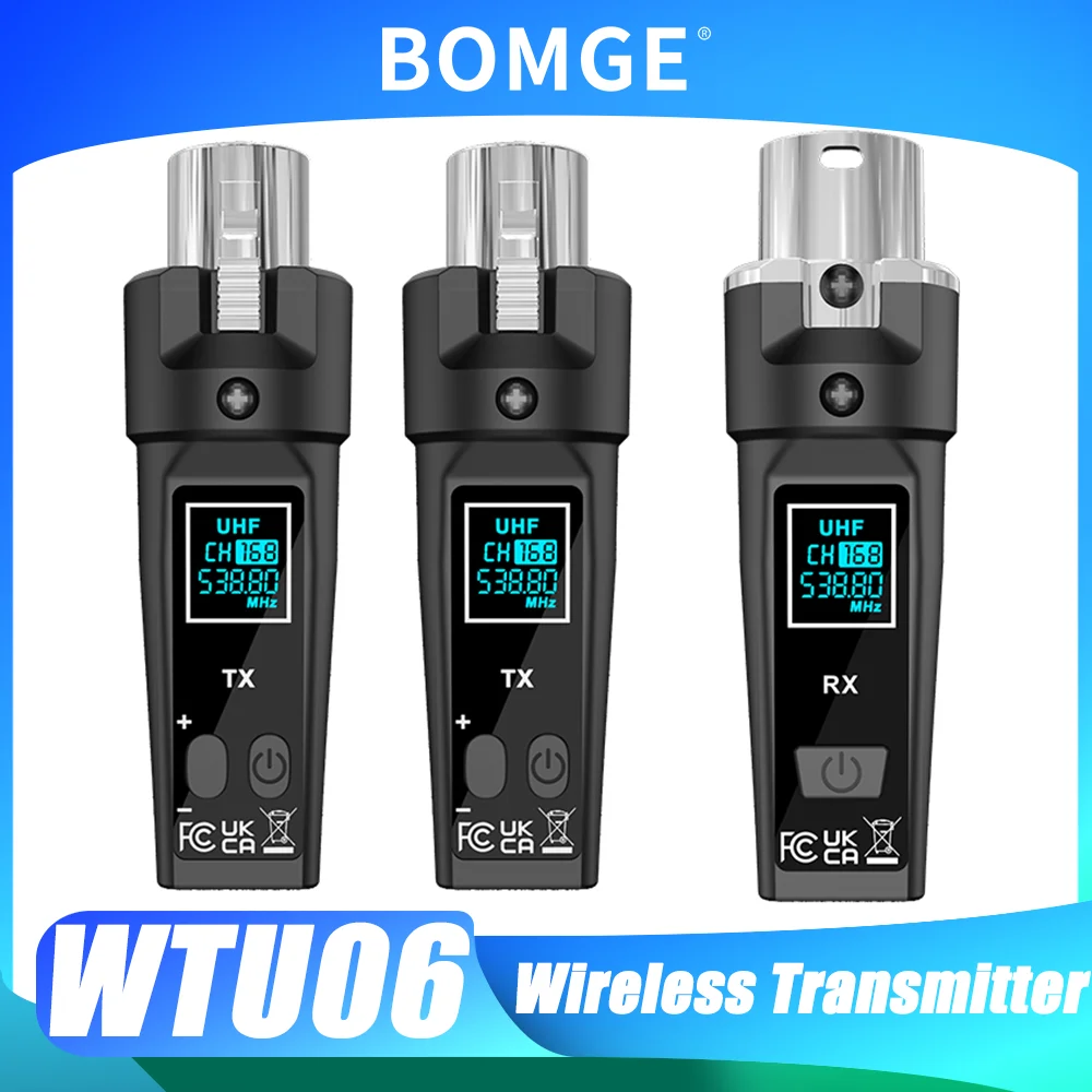 2.4G XLR Adapter System BOMGE Wireless Microphone Transmitter Receiver System for Dynamic Mic Audio Mixer PA System Guitar