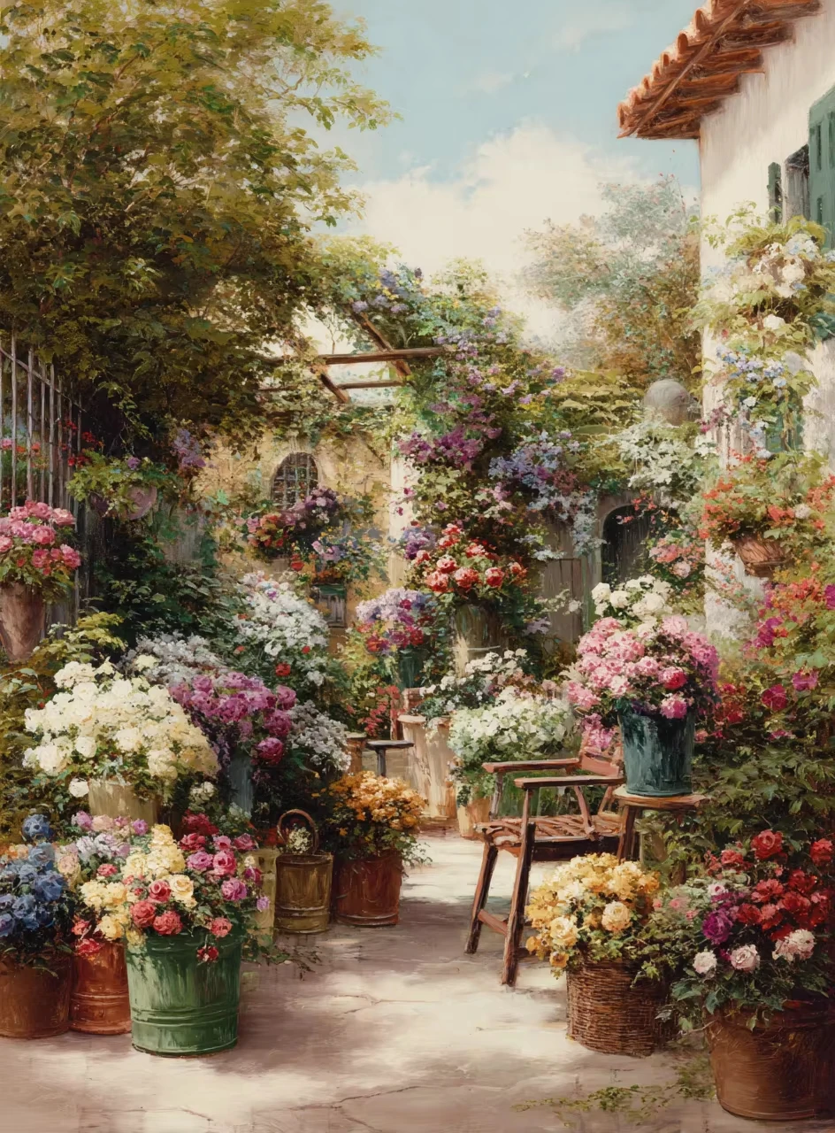 Acrylfarben-Malset Gartenlandschaft Malen nach Zahlen auf Leinwand Malen nach Zahlen für Erwachsene Digitale Kunst
