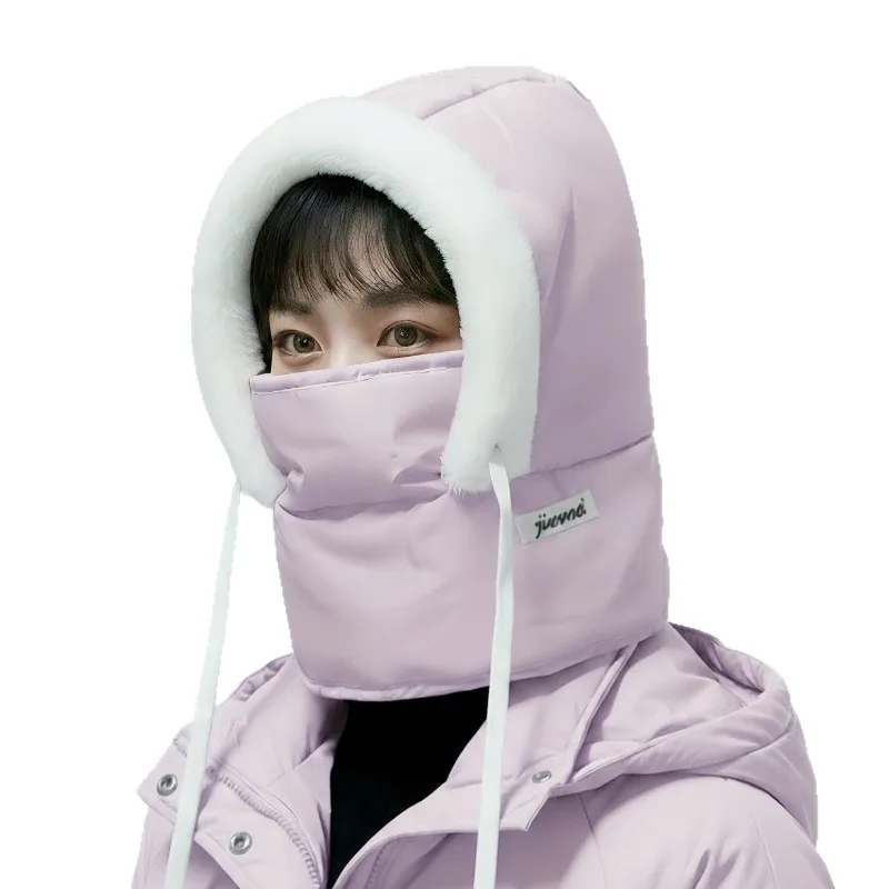1 piece of women's winter cold proof ear protection hat, thickened riding warm hat, waterproof hat, and integrated neck
