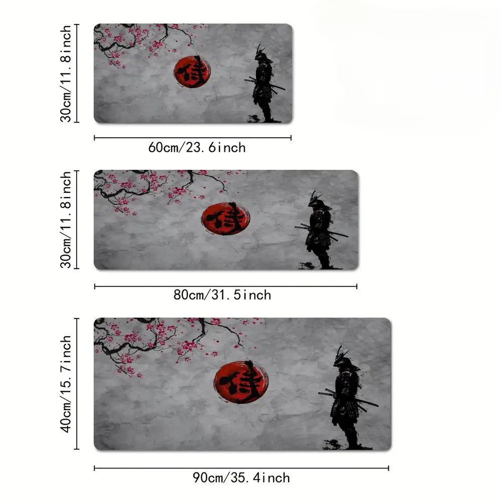 Cherry blossoms samurai large Mouse Pad Desk Mat with Stitched Edges non-Slip rubber base pc accessories Gaming mat mouse pads