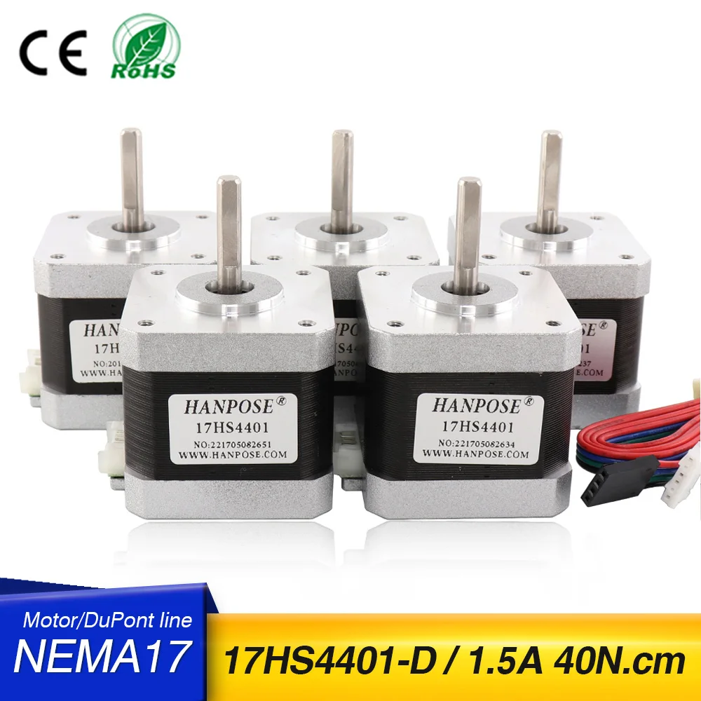 

5PCS 42 High torque Stepper Motor 40mm 17HS4401-D 40N.cm 1.5A 12V 40N.CM 4-lead for CNC Reprap 3D Printer Nema17 Stepper Motor