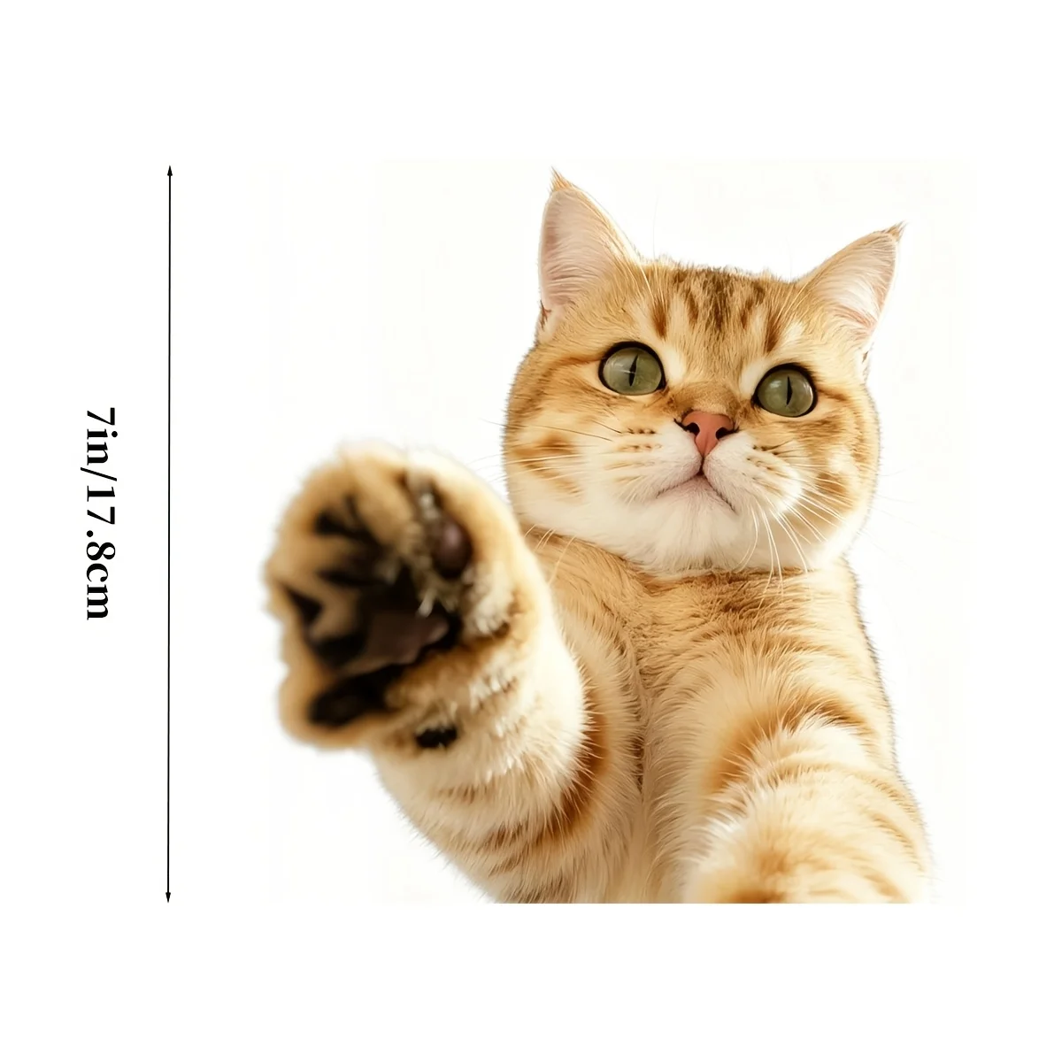 1Pc Cute Reaching Ginger Cat Vinyl Sticker, Animal Decal for Car Laptop Water Bottle Decor, Holiday Gift