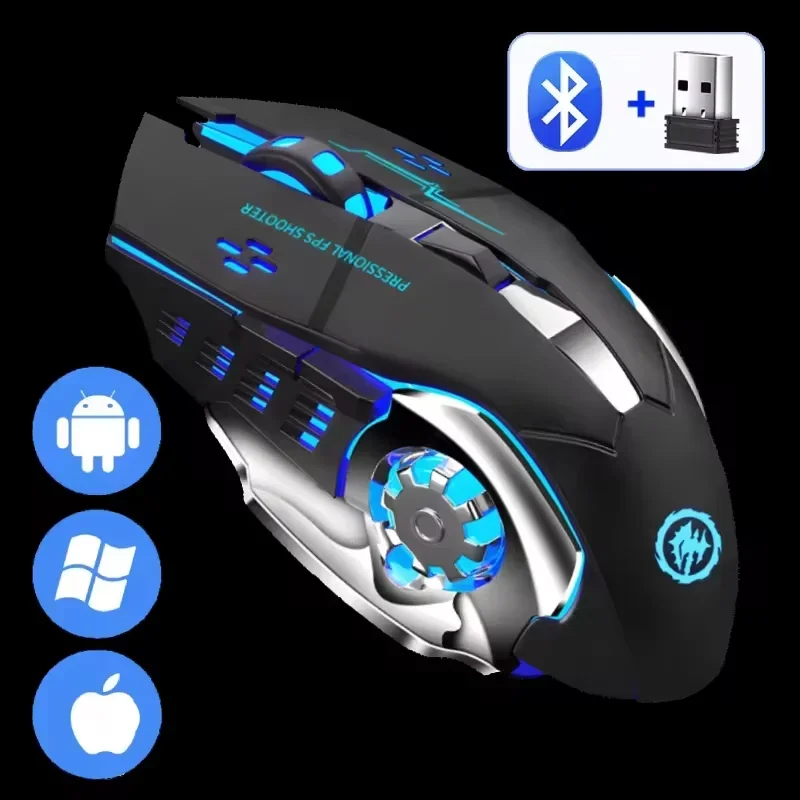 

Rechargeable Wireless Mouse Gaming Computer Silent Bluetooth Mouse USB Mechanical E-Sports Backlight PC Gamer Mouse For Computer