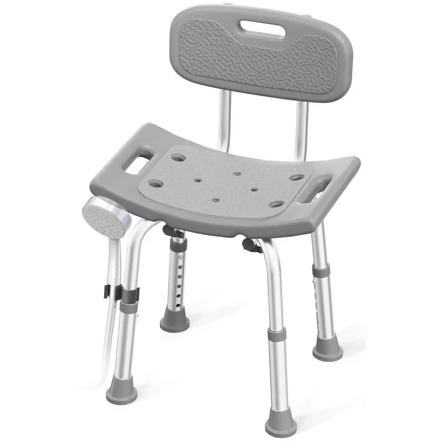 

Shower Chair for Inside Shower with Removable Back, 400 lbs Heavy Duty Bath Seat for Bathtub, Safety Bath Stool for Seniors and