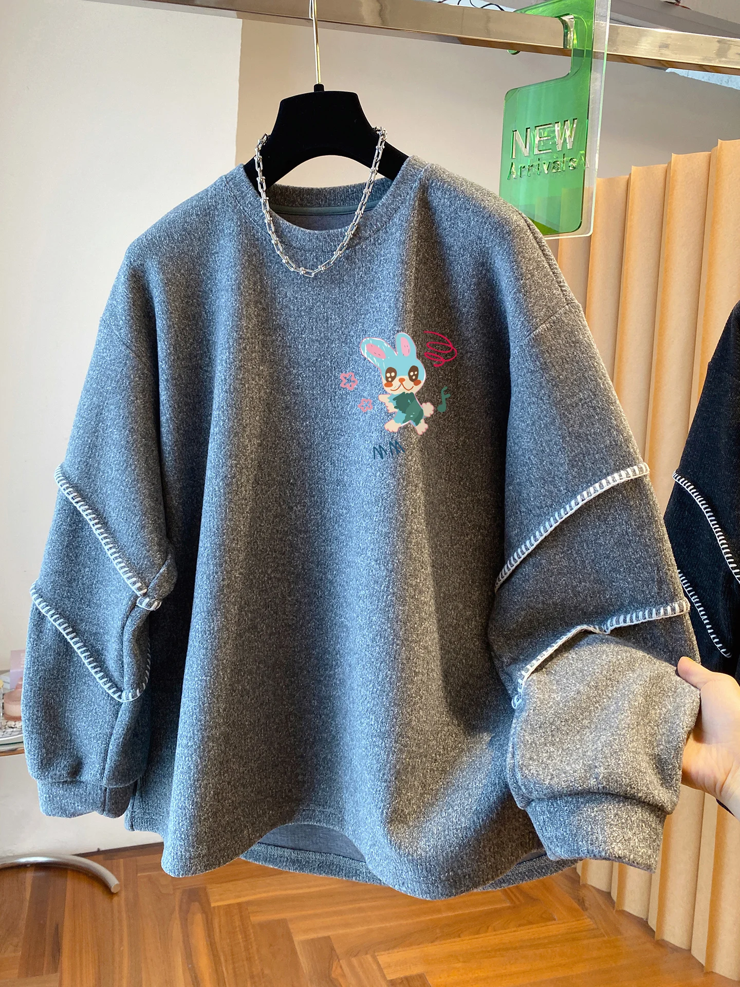 

Свободный свитшот с круглым вырезом, весенне-осенний, с мультяшным принтом, удобный, оверсайз, уличный стиль, топ