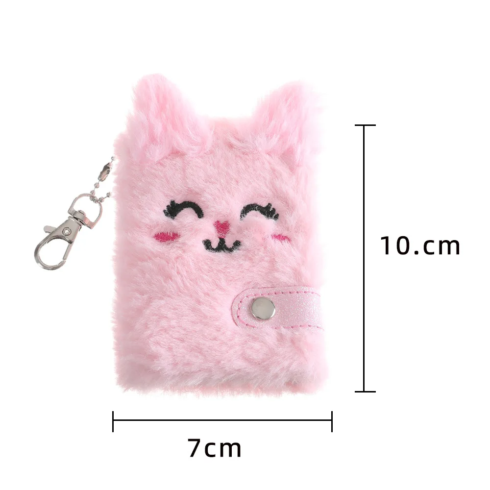 Cute Cat Plush Notebook For Girls Kawaii Pendant Keychain Furry Cats Notebook Daily Journal Book Note Pad Stationery Gifts