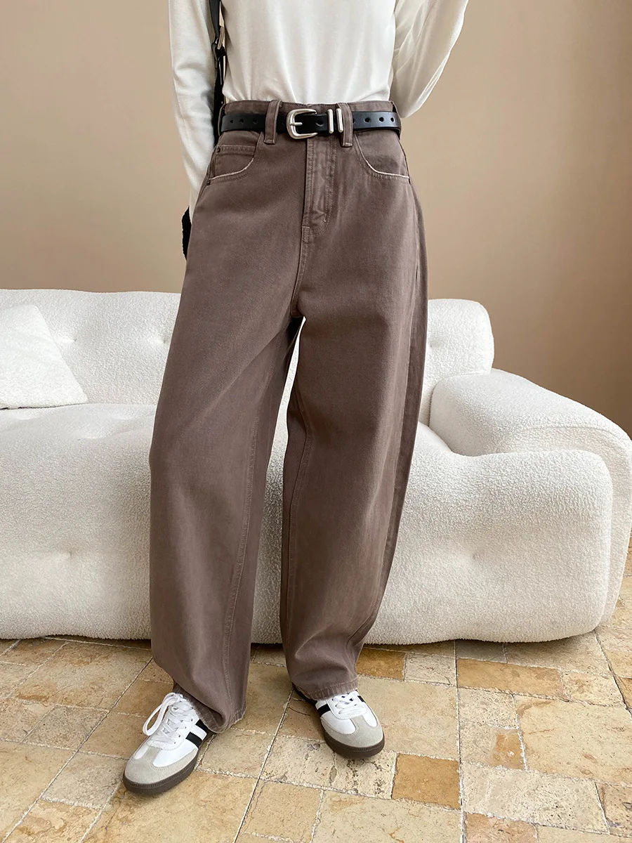 

Весенне-осенние потертые уличные женские брюки 2022, широкие узкие прямые джинсы с широкими штанинами