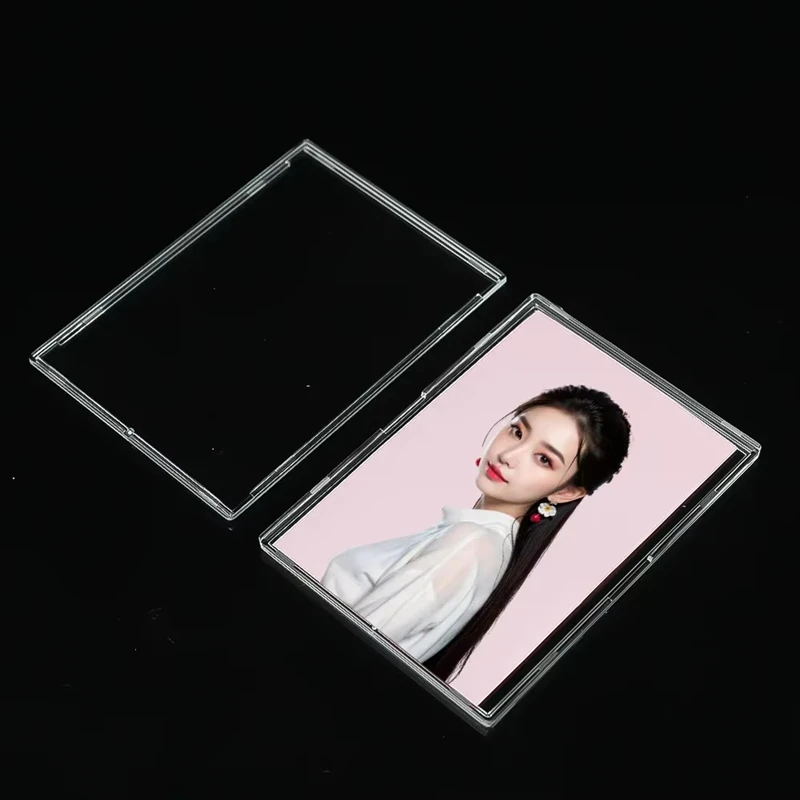 Clear Acrylic Card Holder Snap Type Gaming Sports Trading Card Display Case Kpop Idol Photo Protective Sleeves Not Magnetic