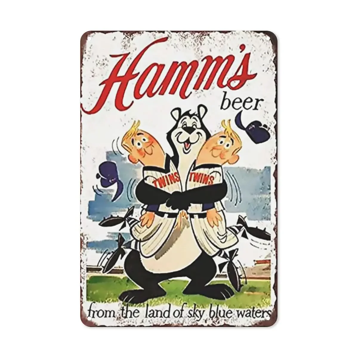 Hamms Beer Bear Twins Retro Tin Metal Sign Wall Decor by PaBoe