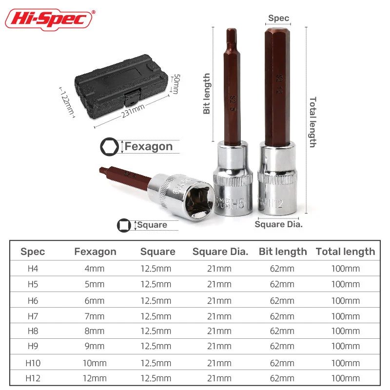 Hi-Spec-Juego de brocas hexagonales Torx, Llaves hexagonales de acero al cromo vanadio, juego de herramientas manuales