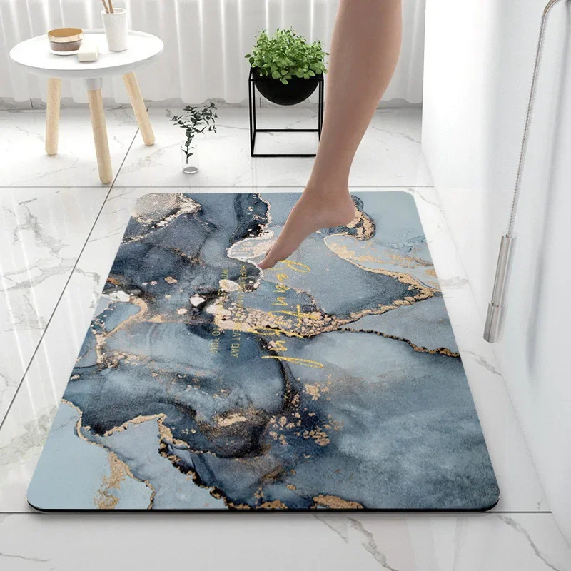 Bathroom Rugs Soft Diatomaceous Earth Floor Mat Super Absorbent Toilet Carpet Door Foot Mats Bath Non-slip Rubber Shower Rug Pad