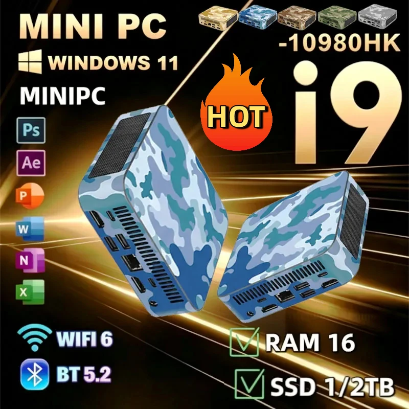 16GB Mini PC I9 10980HK 1TB 2TB SSD 4K WiFi6 BT5.2 Ultra Compact High Performance Gaming Office Study 2026 NEW