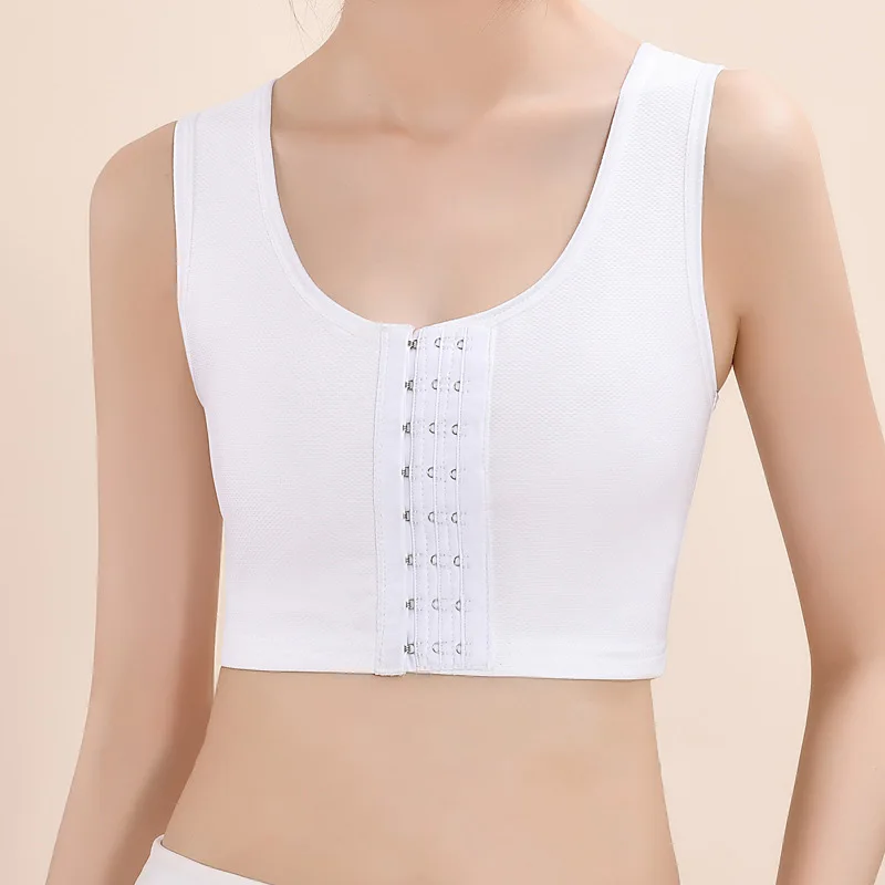 Women‘s Shapers Chest Breast Front Button Short Vest Chest Binder Underwear Mesh Breathable Tank Tops Corset Chest Wrap Bandage