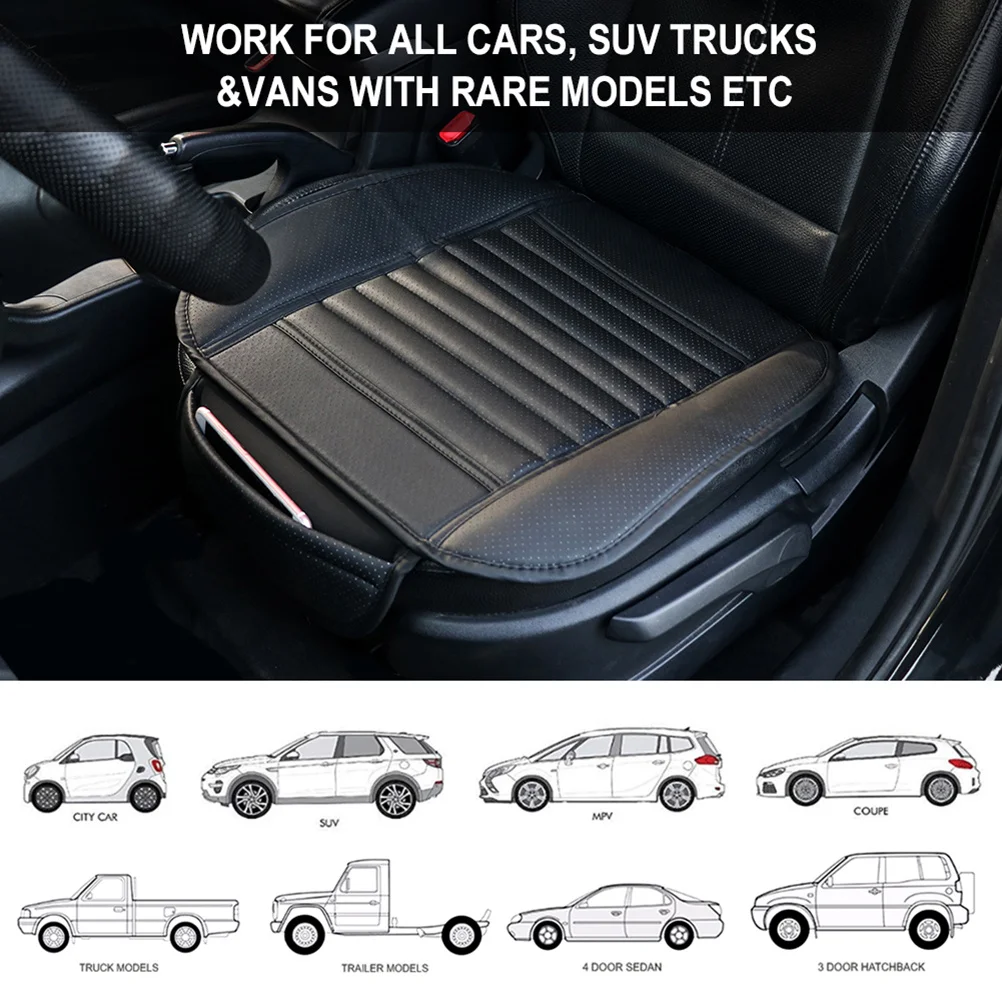 

1Pcs Universal Car Front Seat Cover PU Waterproof Non-Slip Auto Protector Cushion Comfortable Support Breathable Black