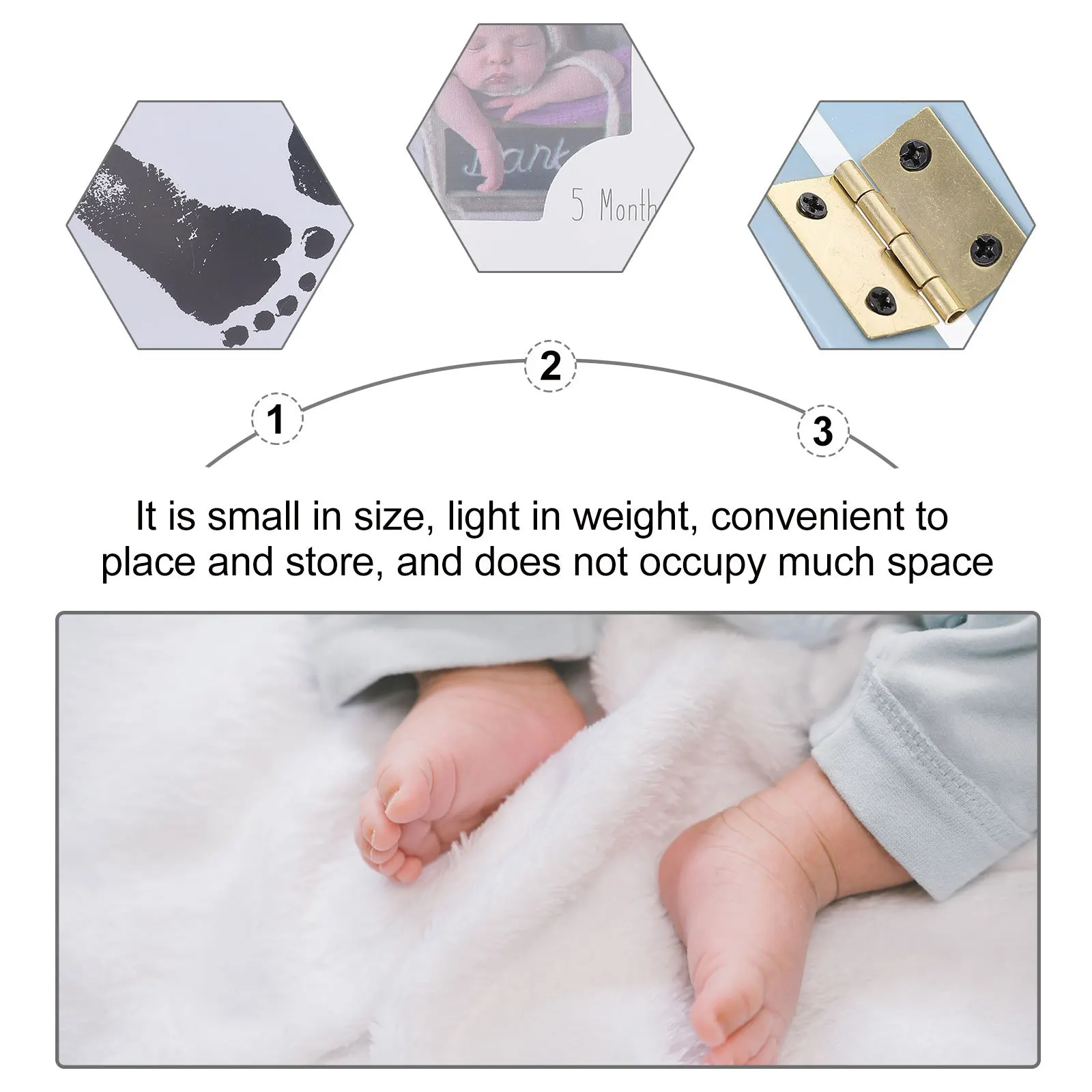 

Creative Baby Hand and Footprint Photo Frame for Newborn Growth Recording Healthy Safe Material Lightweight Desktop Ornament