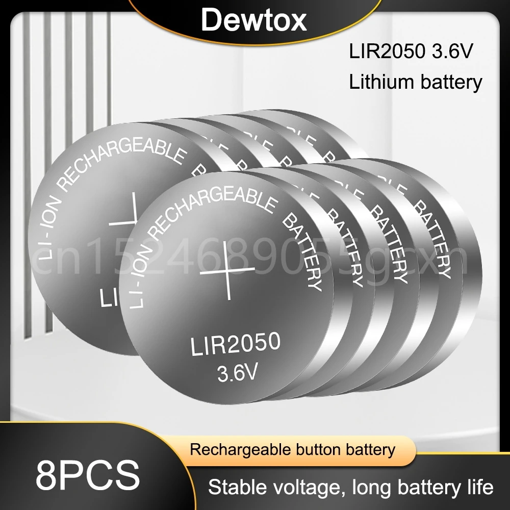 8PCS 3.6V LIR2050 ליר 2050 בטריה ליאון מתח חשמלי ל- CR2050 CR 2050