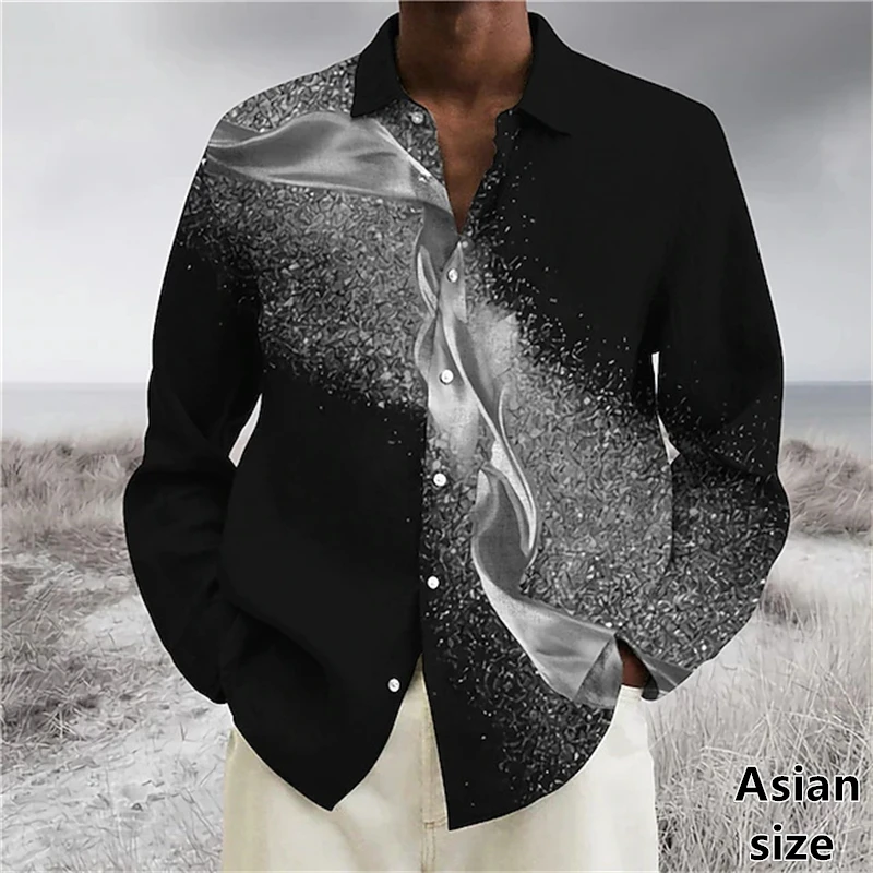 Fashion Men's Luxury Shirt 3D Print Feather Graphic Lapel Button Down Blouse Casual Long Sleeve Shirts Oversize Men's Clothing