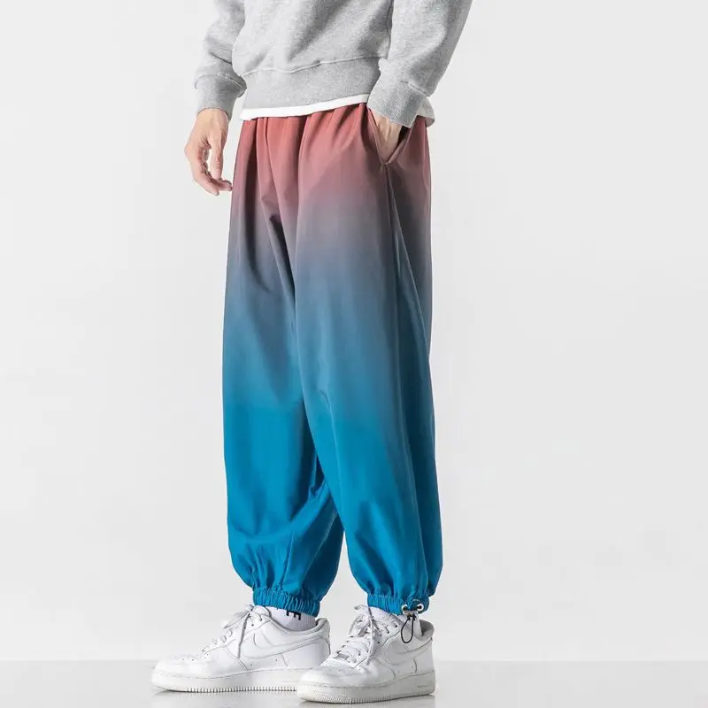 Large Size 5XL Men Gradient Color Pants Chic Design Harem Streetwear Ins Korean Younthful Vatality Pants Dance Party Sweatpants