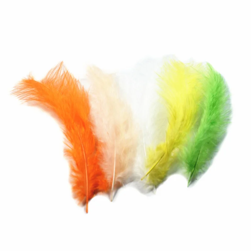 100pcs 10colors Assorted Turkey Marrbou Hackles Fly Tying Feathers Blood Quill Feather Fly Tails Wings Throats Materials