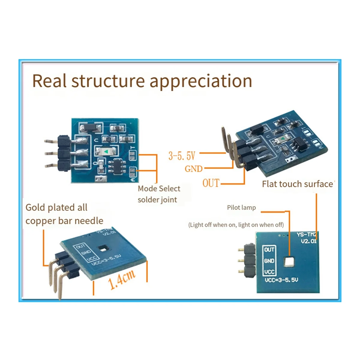 10PCS TTP223 Capacitive Touch Sensor Switch Module DC3V-5.5V Self-Locking or Jog Mode with LED Light