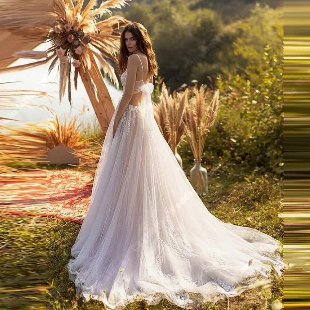 2025 elegante Frauen Brautkleider Sexy Spaghetti-trägern Brautkleider Wischen Länge Prinzessin Ball Vestidos De Novias Angepasst