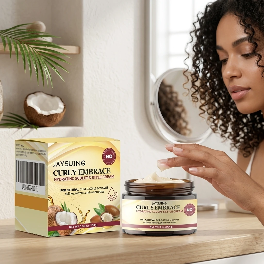 Moisturizing Curly Defining Cream Shaping Fluffy Anti Frizzy Wavy Hair Enhances Elasticity Shine Volumize Nourishes Curly Mousse