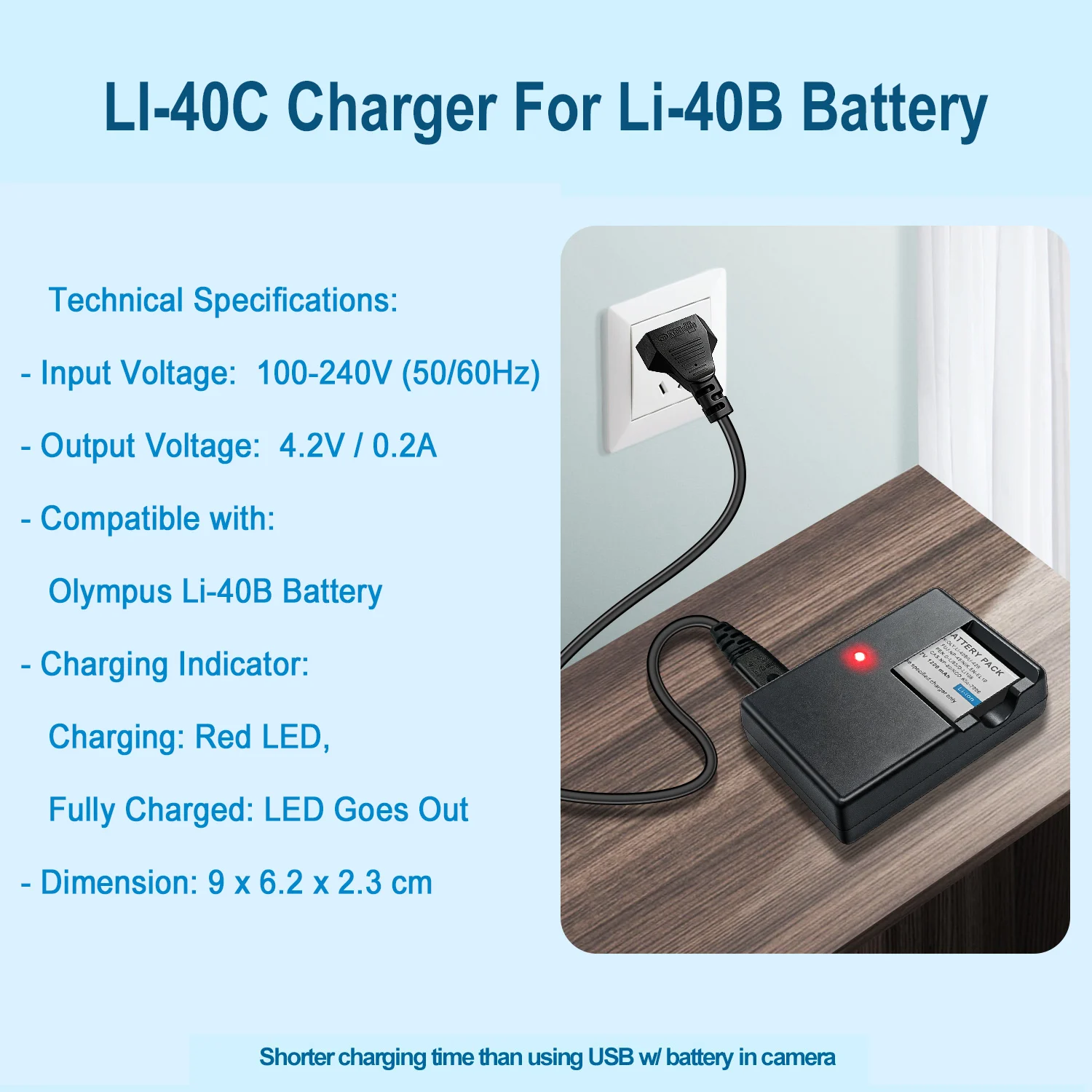 LI-40C Ladegerät für Kamera Olympus LI40B, LI42B Batterieladegerät X730, X735, X750, X560WP, X600, X730, X735, X795, X785, X785, X835, X845, X960 – Detail 6