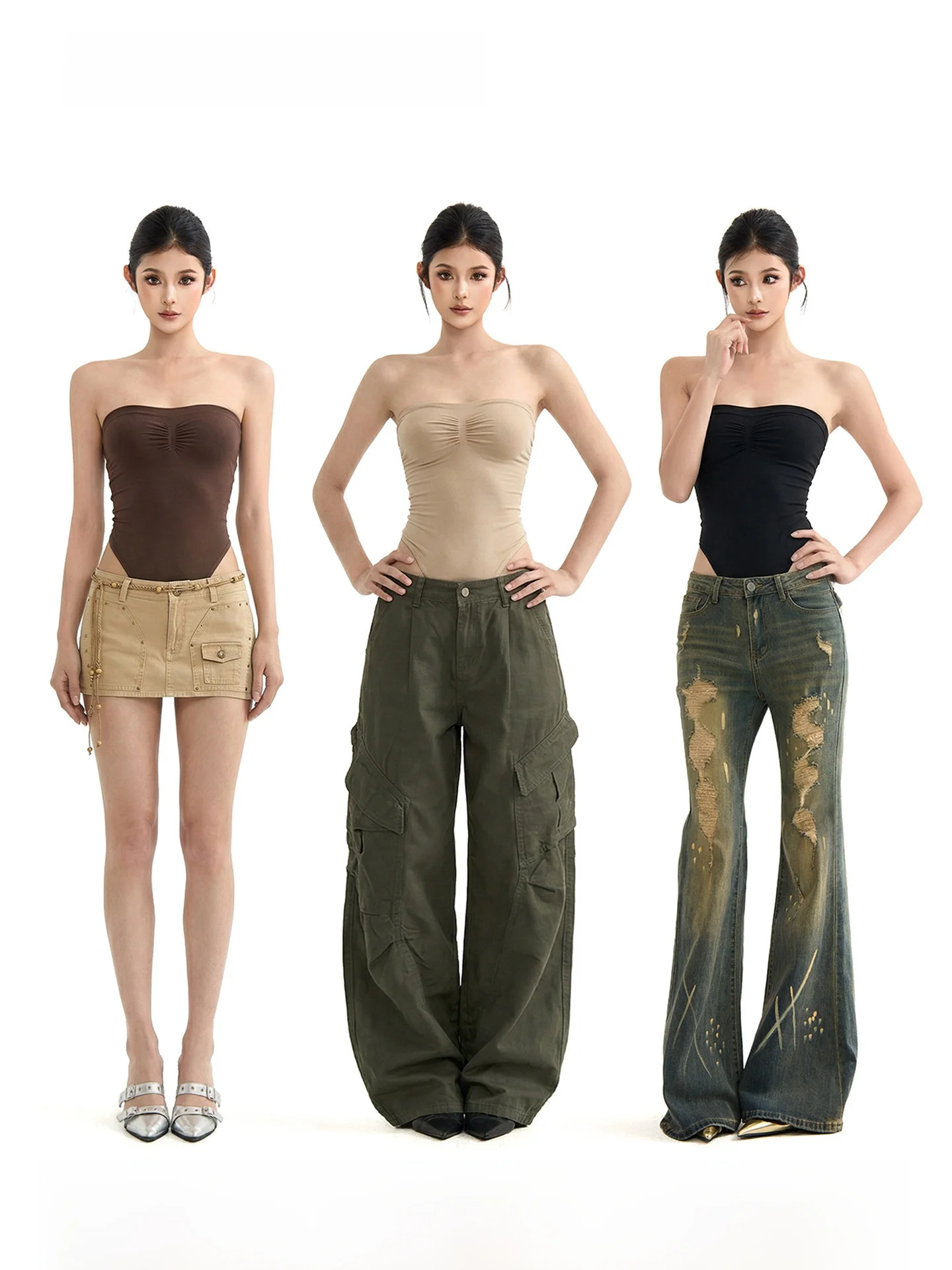 CCUP SPACE Vintage Sexy Slim Fit One-Piece Fishbone Shapewear Top Women's Outerwear Corset Style Tube Top Korean Style