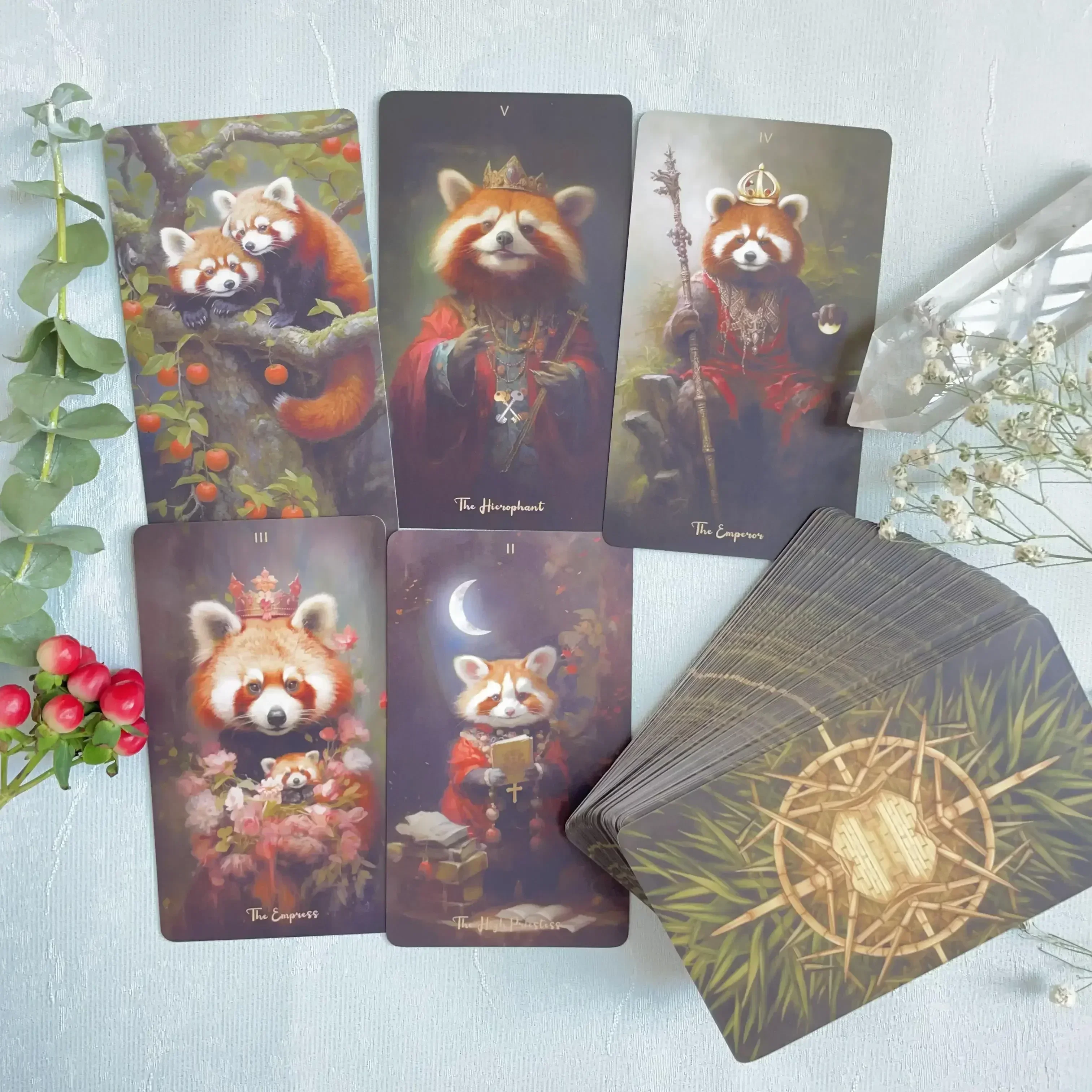 Professional Divination Deck Panda Tarot Cards Oracle Beginners High Quality 12x7 Matte Attached Spanish Russian PDF Guidebook