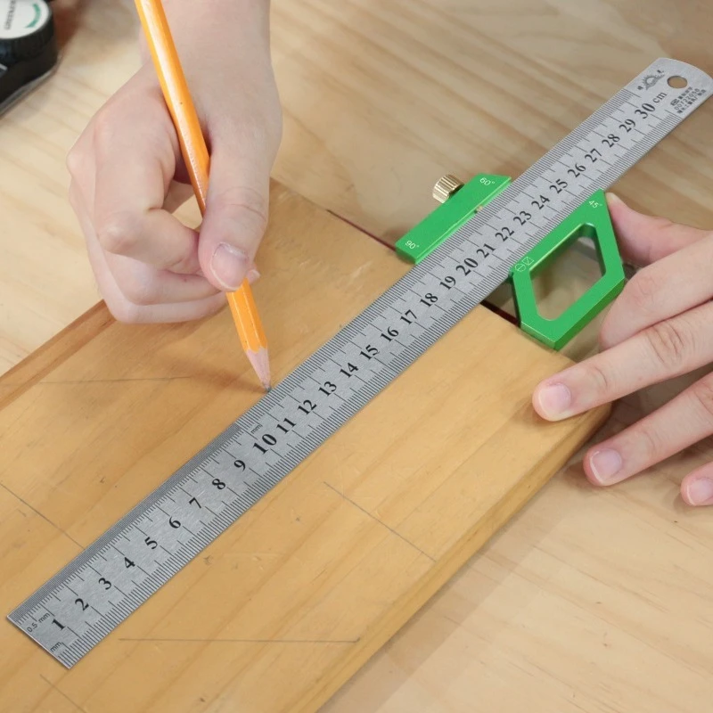 

Multifunctional scribing ruler - steel ruler positioning block, woodworking multi-angle scribing ruler, measuring layout